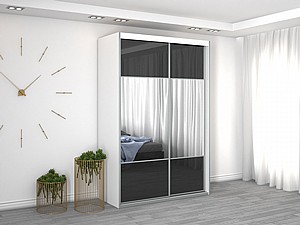 ארון הזזה 2 דלתות דגם BZ150-9 בשילוב מראה וזכוכית שחורה ארון הזזה 2 דלתות דגם BZ150-9 בשילוב מראה וזכוכית שחורה