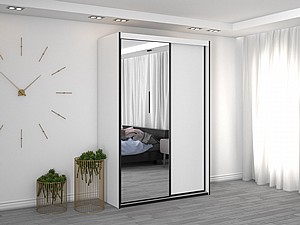 ארון הזזה 2 דלתות דגם BZ150-15 בשילוב דלת מראה ארון הזזה 2 דלתות דגם BZ150-15 בשילוב דלת מראה