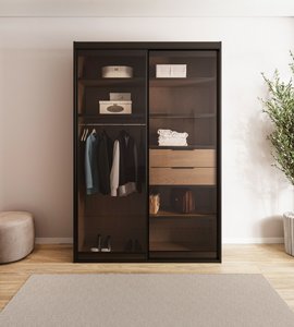 ארון הזזה שקוף 2 דלתות זכוכית מושחרת דגם GLASS-210 ארון הזזה שקוף 2 דלתות זכוכית מושחרת דגם GLASS-210