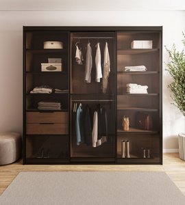 ארון הזזה שקוף דגם GLASS-240 עם 3 דלתות זכוכית מושחרת ארון הזזה שקוף דגם GLASS-240 עם 3 דלתות זכוכית מושחרת